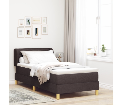 Cama Box Spring  con Colchón Marrón Oscuro 100x200 cm Tela