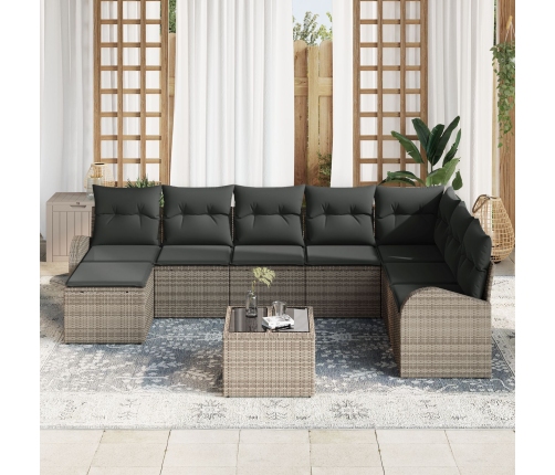 Conjunto de Sofá de Jardín  9 Piezas Gris Oscuro, Marrón
