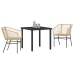 Set de Comedor de Jardín  de 3 Piezas Marrón Poliratán