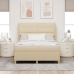 Cama con somier y colchón  Crema 140x190 cm Tela