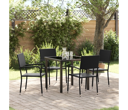 Set de Comedor de Jardín  de 5 Piezas Negro Poliratán