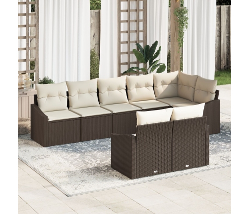 Conjunto de Sofá de Jardín  Set de 8 Piezas Crema, Marrón