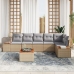 Conjunto de Sofá de Jardín de 7 Piezas con Cojines Beige Poliratán Acacia