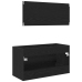 Mueble de lavabo con espejo de roble negro 90x45x1,5 cm de madera elaborada