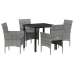 Juego de Comedor Jardín  de 5 piezas Gris Poliratán