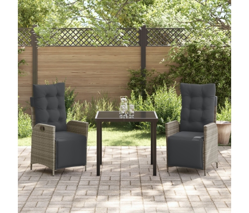Conjunto de comedor de jardín de 3 piezas  Ratán Polipropileno Gris