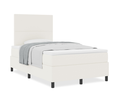 Cama con Base de Resorte  con Colchón Crema 120x200 cm Tela de Pana