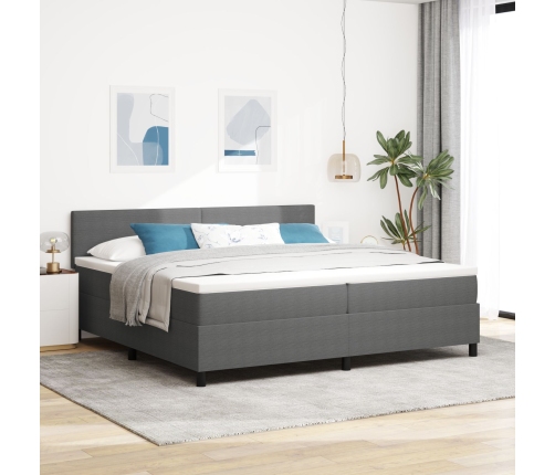 Cama Base con Muelles  con Colchón & LED Gris Claro 200x200 cm Tela de Corduroy