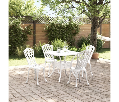 Conjunto de comedor para el jardín de 5 piezas  de aluminio fundido blanco