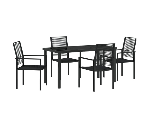 Conjunto de 5 Piezas de Comedor Jardín  Negro Rattan PVC