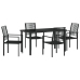 Conjunto de 5 Piezas de Comedor Jardín  Negro Rattan PVC
