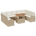 Juego de comedor de jardín de 10 piezas con cojines Beige Polirratán Acacia
