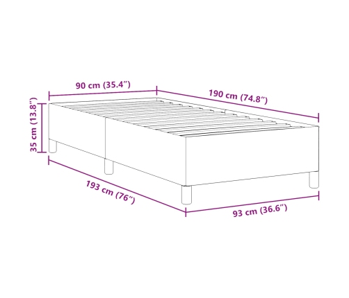 Estructura de Cama Verde Claro Gris 90x190 cm Tela de Pana