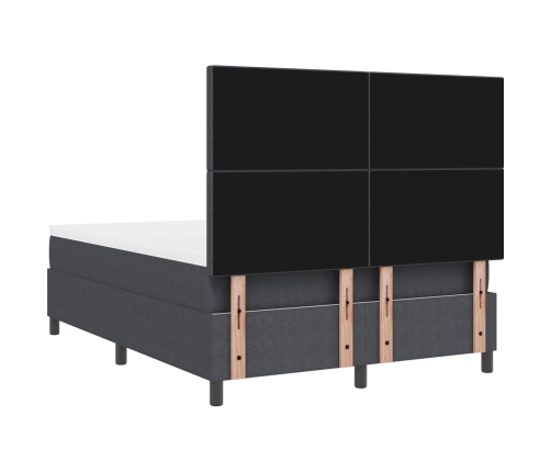 Cama con Caja de Resortes con Colchón Gris Oscuro 140x200 cm Tela de Corduroy