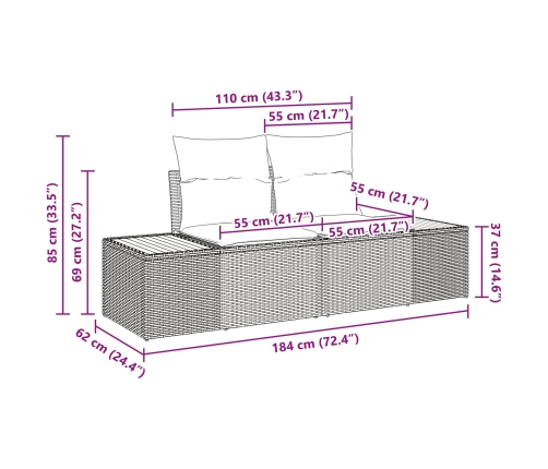 Set de Comedor de Jardín de 6 Piezas con Cojines Beige Poly Ratán Acacia