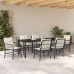 Conjunto de Comedor de Jardín de 7 Piezas con Cojines Negro Poliratán