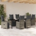 Conjunto de comedor de jardín de 7 piezas con cojines beige de poliratán.