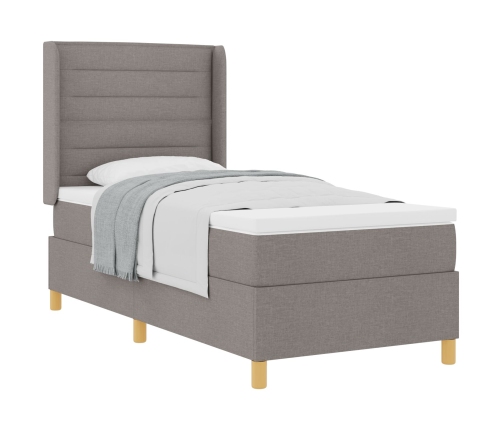 Cama con somier  y colchón Taupe 100x200 cm Tela