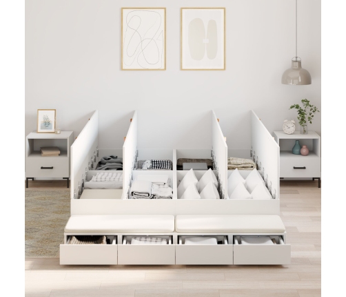 Marco de Cama de Almacenamiento  Blanco Madera Elaborada