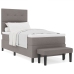 Cama con Somier con Colchón y Banco Taupe 100x200 cm Tela