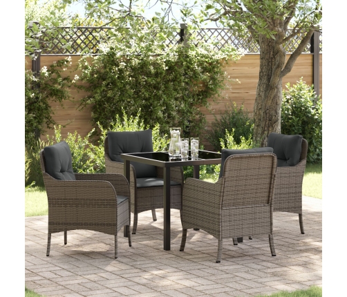 Conjunto de Comedor de Jardín  de 5 Piezas con Cojines Gris Poliratán