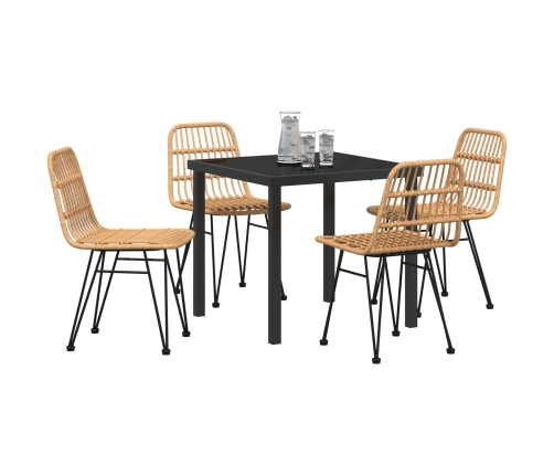 Conjunto de comedor de jardín de 5 piezas  marrón ratán polipropileno