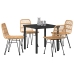 Conjunto de comedor de jardín de 5 piezas  marrón ratán polipropileno