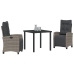Set de Comedor de Jardín de 3 Piezas Gris Ratán PE