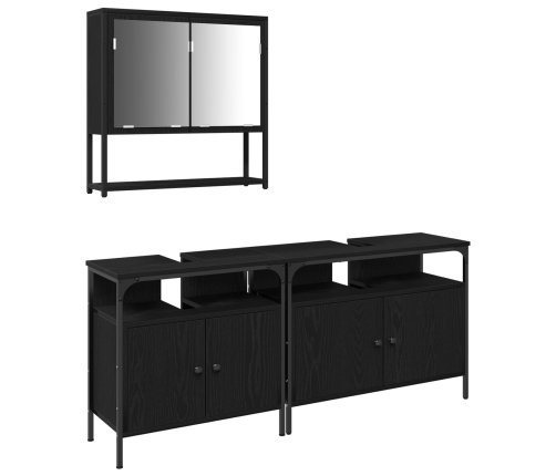 Conjunto de muebles de baño  de 3 piezas en roble negro de madera elaborada