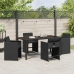 Set de Comedor de Jardín de 5 Piezas  con Cojines Negro Poliratán