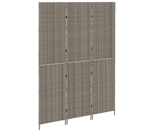 Divisor de habitación  3 paneles plegable gris 147x180 cm ratán polipropileno