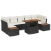 Conjunto de Comedor de Jardín de 8 Piezas con Cojines Negro Ratán Poliéster Acacia