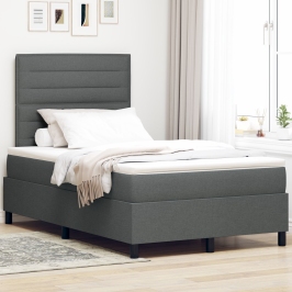 Cama con Box Spring  con Colchón Gris Oscuro 120x200 cm Tela