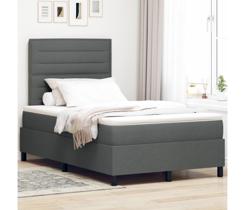 Cama con Box Spring  con Colchón Gris Oscuro 120x200 cm Tela