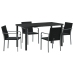 Juego de Comedor de Jardín de 5 Piezas con Cojines de Rattan Negro