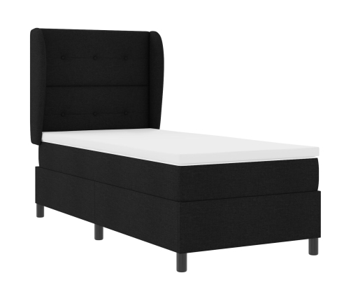 Cama Box Spring  con colchón Negro 100x200 cm Tela
