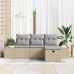 Conjunto de Sofá de Jardín  de 4 Piezas con Cojines Beige Ratán Poli