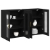 Gabinete Montado en la Pared Set de 2 Roble Negro Madera, Vidrio
