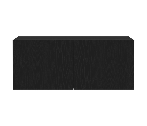 Gabinete de pared para TV  Negro Roble 100x30x41 cm Madera engineered