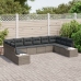 Set de Sofá de Jardín  de 10 Piezas con Cojines Gris Poliratán