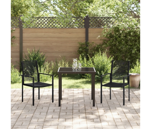 Juego de Comedor de Jardín de 3 Piezas  Negro Ratán de PVC