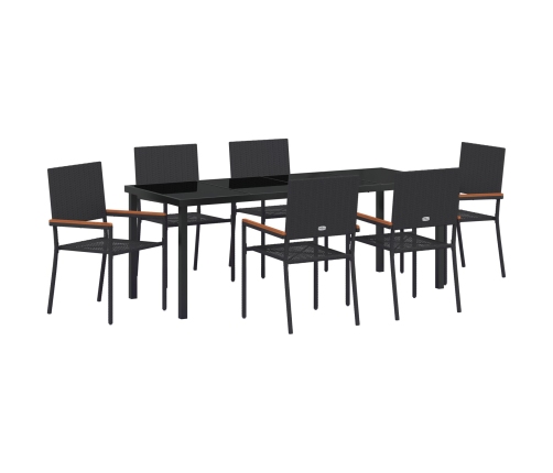 Conjunto de Comedor de Jardín de 7 Piezas  Poliratán Negro