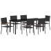 Conjunto de Comedor de Jardín de 7 Piezas  Poliratán Negro