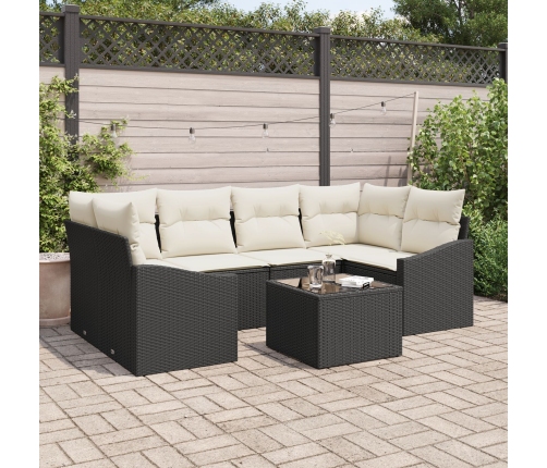 Conjunto de Sofá de Jardín  Conjunto de 7 Negro y Crema