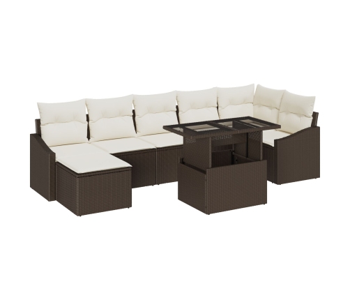 Juego de sofá de jardín  Set de 8 Base marrón con cojines beige