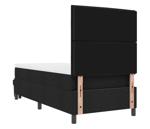 Cama con somier y colchón negro 100x200 cm tela