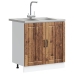 Gabinete de Cocina  'Lucca' con Doble Fregadero - Madera Vieja, Madera Elaborada