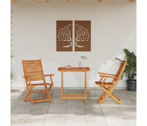 Conjunto de Bistro Plegable de 3 Piezas de Madera de Acacia