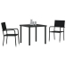 Set de comedor de jardín  de 3 piezas de ratán polimérico negro