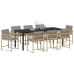 Conjunto de Comedor de Jardín  de 9 Piezas con Cojines Beige Ratán Poliéster